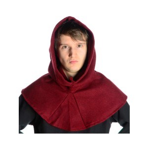 Medieval Hood with Liripipe felt brown-red-offwhite-black-green