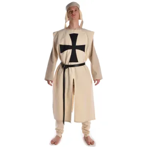 Medieval Surcoat offwhite with a Templer cross black-red
