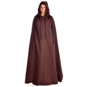 Medieval Cloak hooded brown-black-darkred