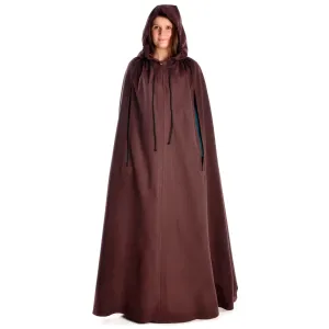Medieval Cloak hooded brown-black-darkred