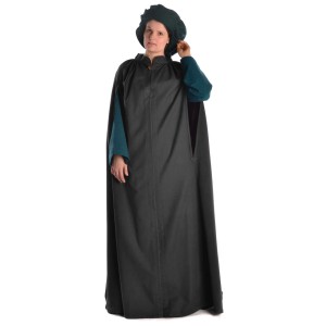 Medieval Cloak hooded  brown-black-darkred