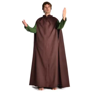 Medieval Cloak hooded  brown-black-darkred