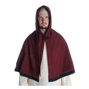 Medieval Hood with Liripipe green-offwhite-red-black-blue-brown