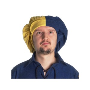 Medieval Hood with Liripipe green-offwhite-red-black-blue-brown