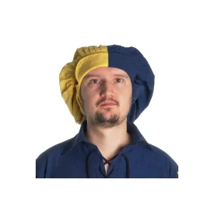 Medieval Hood with Liripipe green-offwhite-red-black-blue-brown